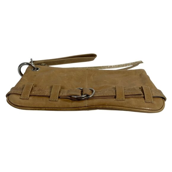 LATICO USA Camel Tan Leather Top Zip Tassel Women's Wristlet Clutch Bag - Picture 3 of 9